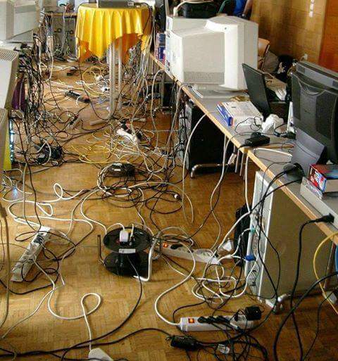 Picture of computers lined up to each other